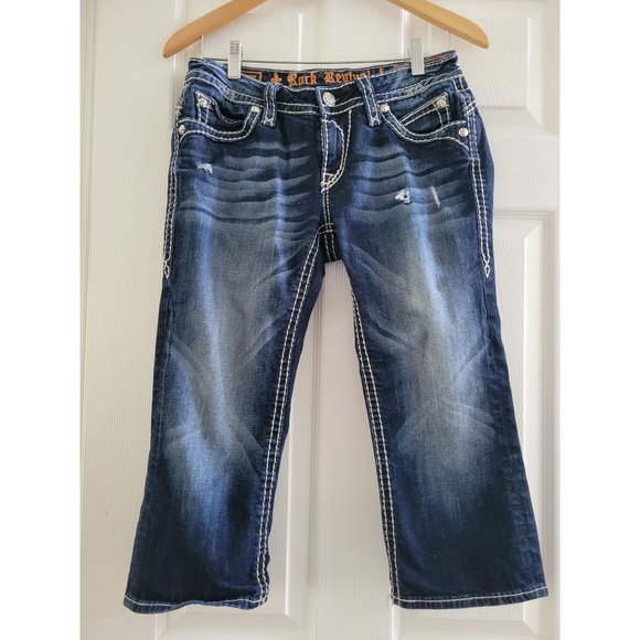 Rock Revival Johanna Capri Blue Jeans denim size 29 low rise Rodeo Festival - Picture 1 of 11